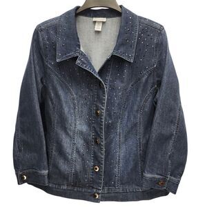 Added Dimensions Catherines Jean Jacket Womens OX 14-16 Embellished Rhinestone